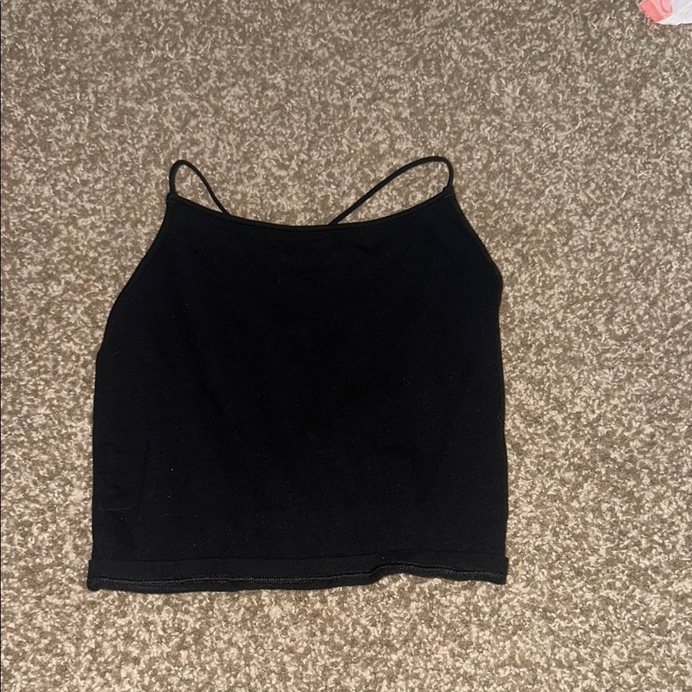 American Eagle Outfitters Black Fitted Crop Camisole